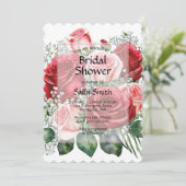 赤とエレガントピンクローズブライダルシャワー 招待状 (スタンド正面)