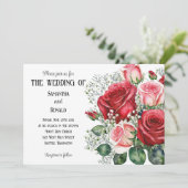 赤とエレガントピンクローズ結婚式招待状 招待状 (スタンド正面)