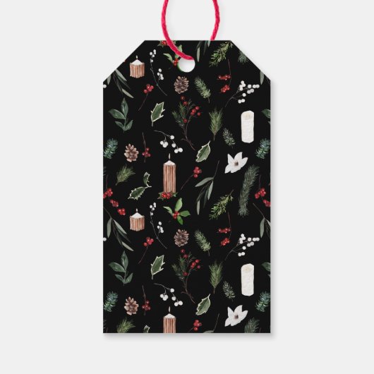 赤とエレガント白のスクリプトタイポグラフィ ギフトタグ (裏面)