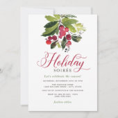 赤とエレガント緑のクリスマスホリデーソイリー 招待状 (正面)