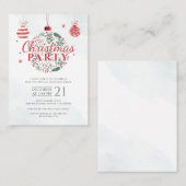 赤とエレガント緑のクリスマスホリデーパーティー ノートカード (正面/裏面)