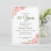 赤とエレガント緑のバラマザー誕生日 招待状 (スタンド正面)