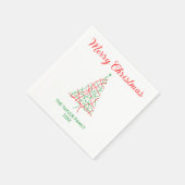 赤とエレガント緑のラインメリークリスマスパーティー スタンダードカクテルナプキン (角)