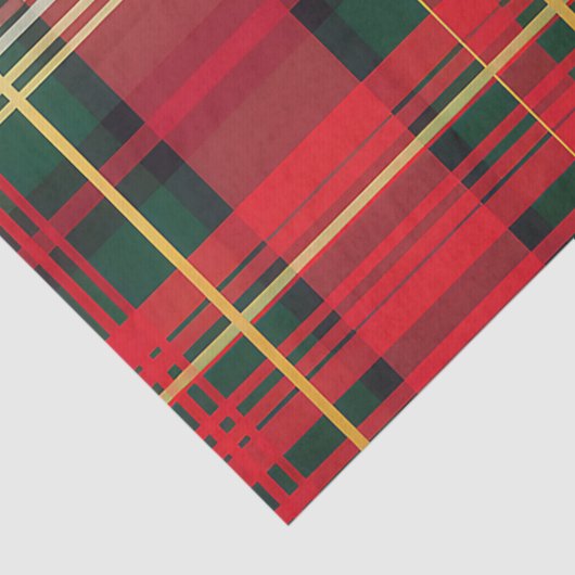 赤とエレガント緑の格子模様の「喜び」スクリプトの休日 薄葉紙 (詳細)