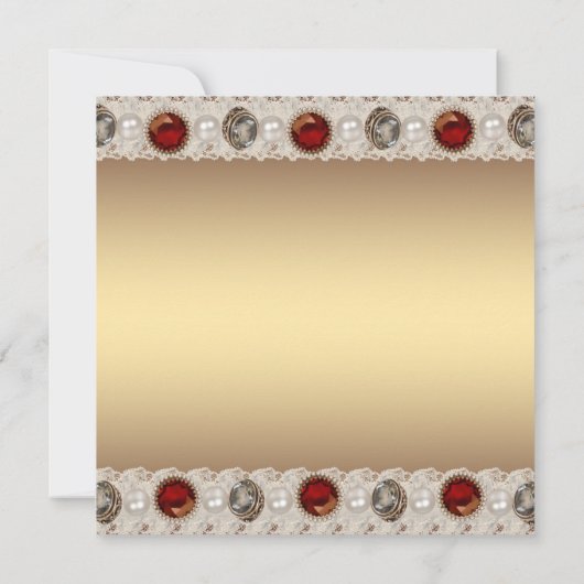 赤とエレガント金ゴールドの仮装パーティー 招待状 (裏面)