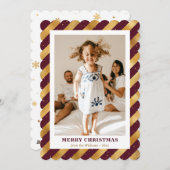 赤とエレガント金ゴールドの写真メリークリスマス シーズンカード (正面/裏面)