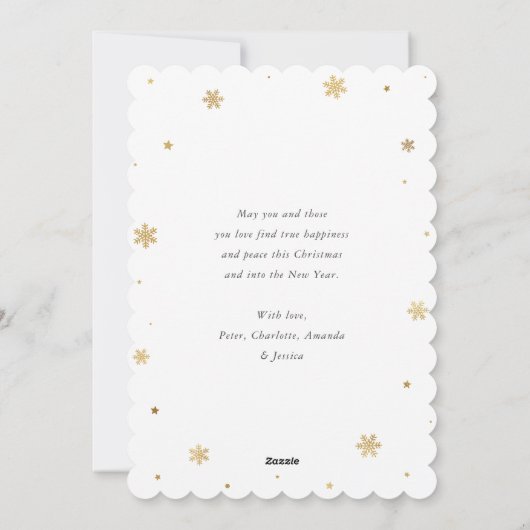 赤とエレガント金ゴールドの写真メリークリスマス シーズンカード (裏面)