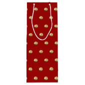 赤とエレガント金ゴールドの水玉模様パターンの名前の追加 ワインギフトバッグ (裏面)