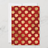 赤とエレガント金ゴールドウィンターポインセチア甘い16 招待状 (裏面)