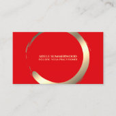 赤とエレガント金ゴールドエンソサークルヨガ 名刺 (正面)