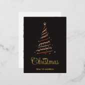 赤とエレガント金ゴールドクリスマスツリー金ゴールド 箔シーズンポストカード (正面/裏面)