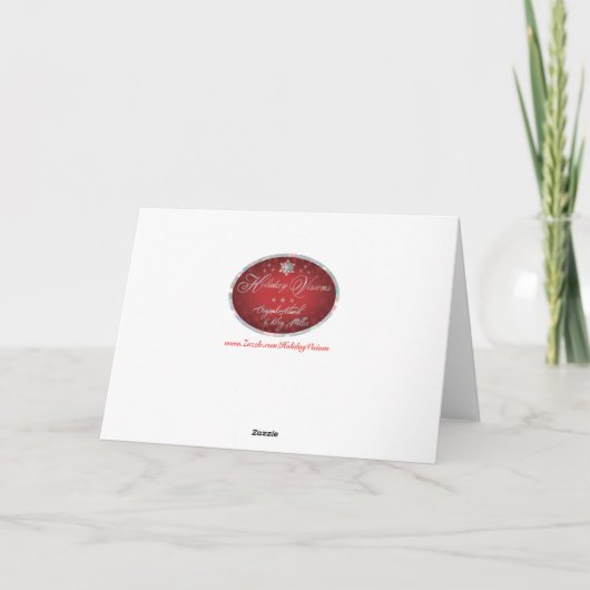 赤とエレガント金ゴールドクリスマスポインセチア シーズンカード (裏面)