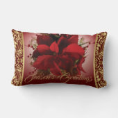 赤とエレガント金ゴールドクリスマスポインセチア ランバークッション (裏面)