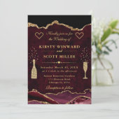 赤とエレガント金ゴールドグリッターマーブルアゲート結婚ズ 招待状 (スタンド正面)