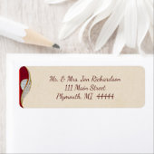 赤とエレガント金ゴールドスパークル住所 シール (インサイチュ)