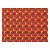 赤とエレガント金ゴールドトナカイのクリスマス テーブルクロス (正面(横))