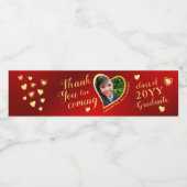 赤とエレガント金ゴールド2025年卒業 ペットボトルラベル (シングルラベル)