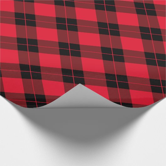 赤とエレガント黒の格子縞の休日 ラッピングペーパー (角)