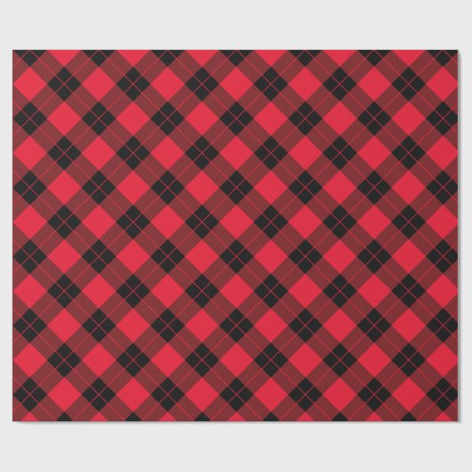 赤とエレガント黒の格子縞の休日 ラッピングペーパー (フラット)