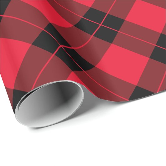 赤とエレガント黒の格子縞の休日 ラッピングペーパー (ロールコーナー)