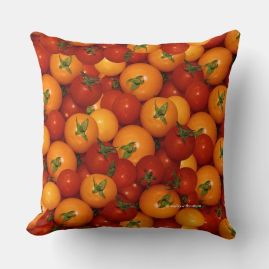 赤とオレンジのさくらんぼトマト クッション (正面)