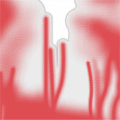 赤とオレンジのはっきりした車を使ったグラフィックデザイン シール (正面)