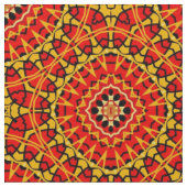 赤とオレンジのオリエンタルボホ幾何学模様 ファブリック (クローズアップ)