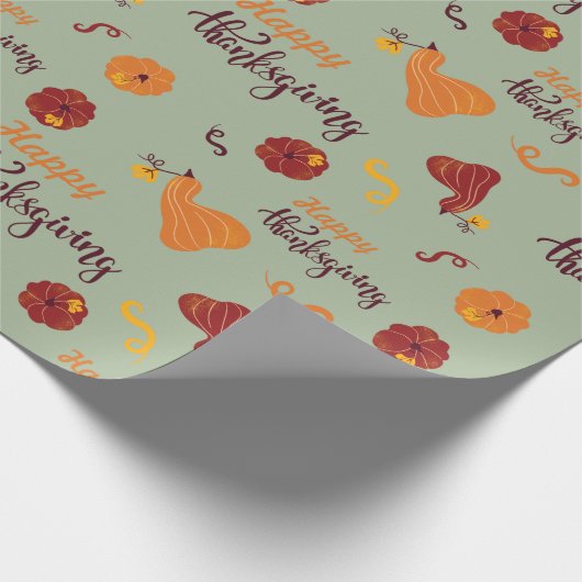 赤とオレンジのカボチャ幸せな感謝祭シームレス ラッピングペーパー (角)