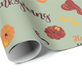 赤とオレンジのカボチャ幸せな感謝祭シームレス ラッピングペーパー (ロールコーナー)