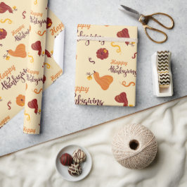 赤とオレンジのカボチャ感謝贈り物シームレス ラッピングペーパー