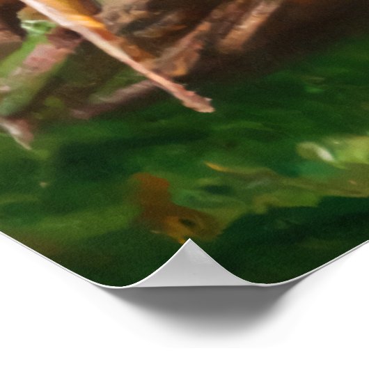 赤とオレンジのキノコエイリアン | AIアートポスター ポスター (角)