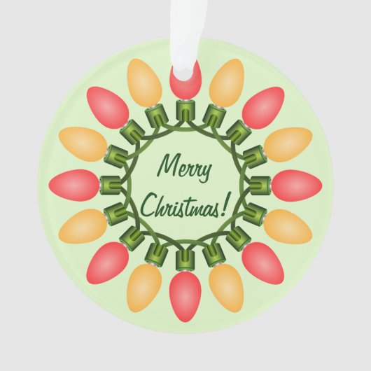 赤とオレンジのクリスマスライトサークル オーナメント (正面)