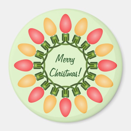 赤とオレンジのクリスマスライトサークル マグネット (正面)