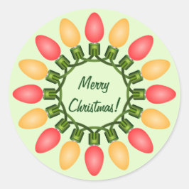 赤とオレンジのクリスマスライトサークル ラウンドシール