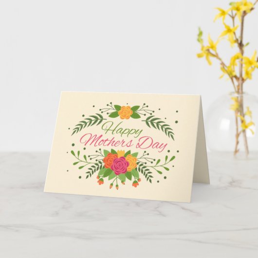 赤とオレンジのグラフィックバラマザーズのデイカード カード (黄色い花)