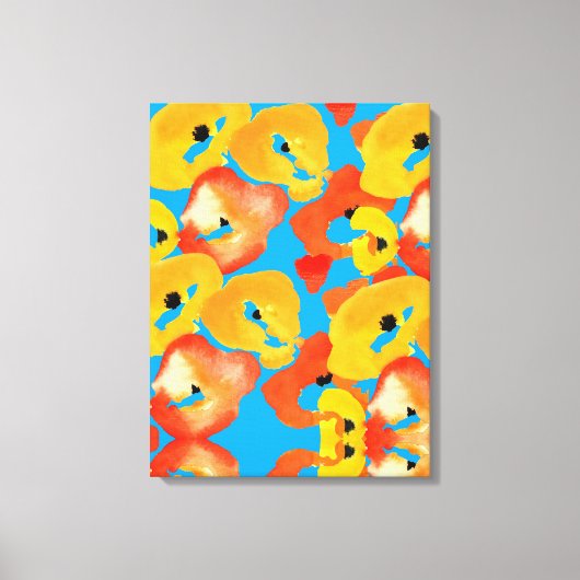 赤とオレンジのケシのフローラ キャンバスプリント (正面)