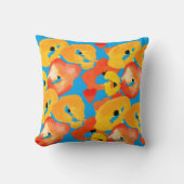 赤とオレンジのケシのフローラ クッション (正面)