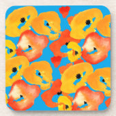 赤とオレンジのケシのフローラ コースター (正面)