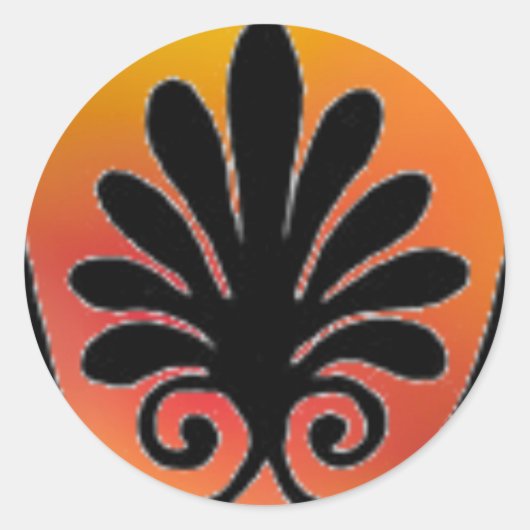 赤とオレンジのステッカー ラウンドシール (正面)
