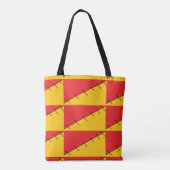 赤とオレンジのステッチフェイク済み トートバッグ (裏面)