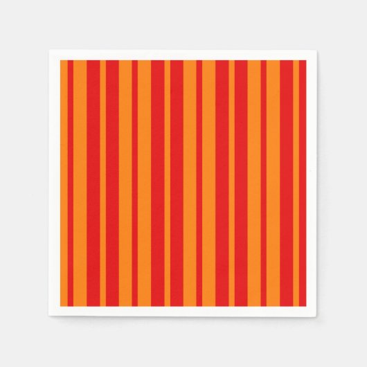 赤とオレンジのストライプデザイン スタンダードカクテルナプキン (正面)