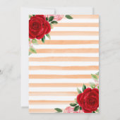 赤とオレンジのバラと金ゴールドフレームブライダルシャワー 招待状 (裏面)