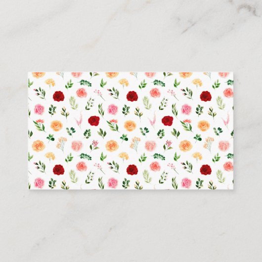 赤とオレンジのバラ誕生日贈り物に関するメモ エンクロージャーカード (裏面)