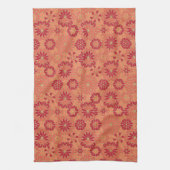 赤とオレンジのパターン キッチンタオル (縦)