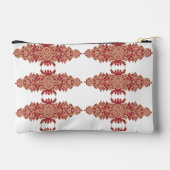 赤とオレンジのフローラデザインと装飾用グラフ アクセサリーポーチ (裏面)