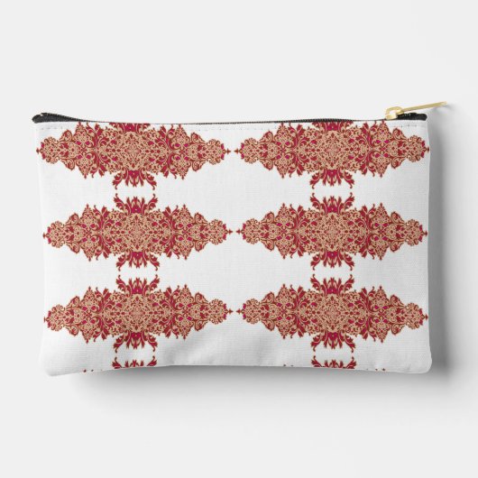 赤とオレンジのフローラデザインと装飾用グラフ アクセサリーポーチ (裏面)