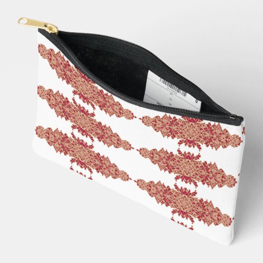 赤とオレンジのフローラデザインと装飾用グラフ アクセサリーポーチ (見開き)
