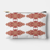 赤とオレンジのフローラデザインと装飾用グラフ アクセサリーポーチ (正面)