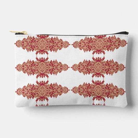 赤とオレンジのフローラデザインと装飾用グラフ アクセサリーポーチ (正面)