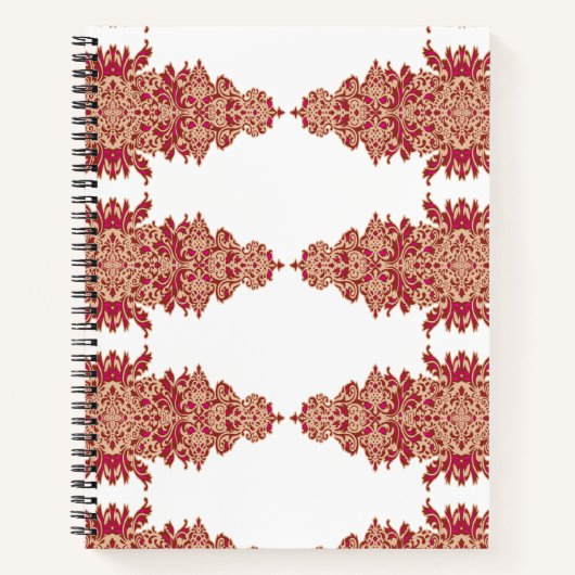 赤とオレンジのフローラデザインと装飾用グラフ ノートブック (正面)